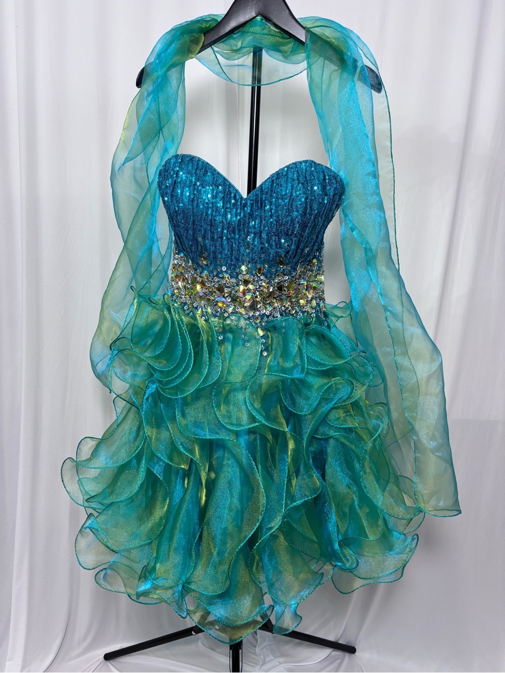 Cinderella Teal Satin Evening Dress Liner
